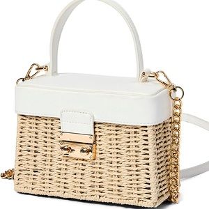 Straw Vegan Leather Lunch Box CrossBody “Like Dreams”